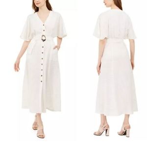 Calvin KleinMetallic-Stripe Belted Maxi Dress